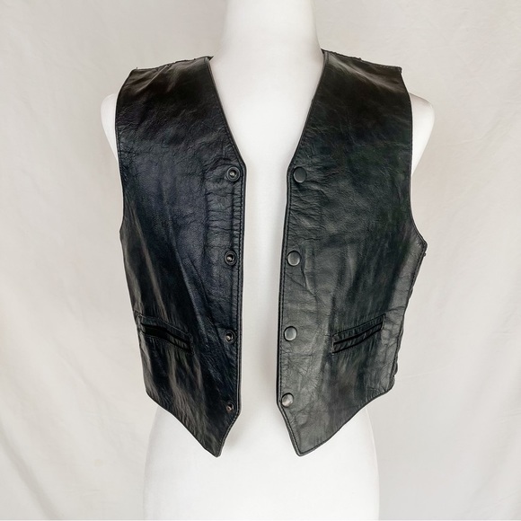 JR Genuine Leather Women’s Motorcycle Side Lace Snap Up Vest - Picture 7 of 14